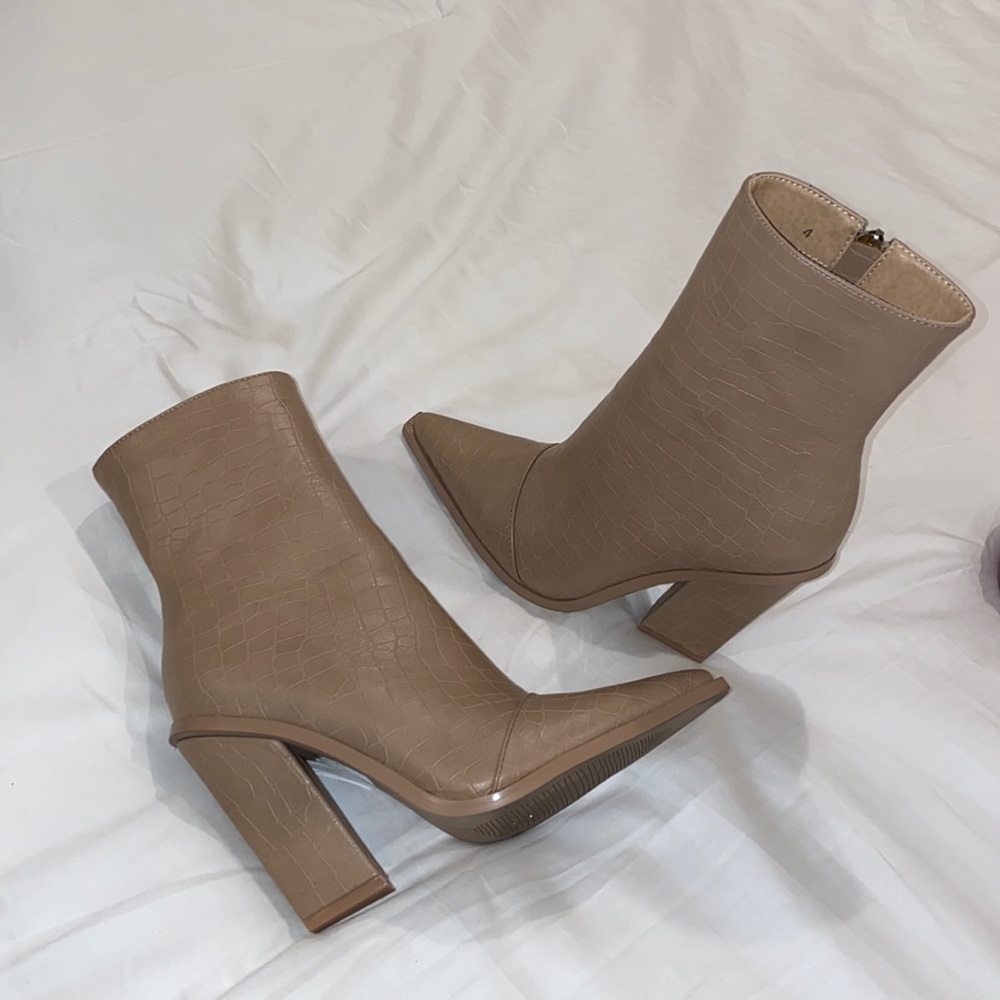 Tan leather booties